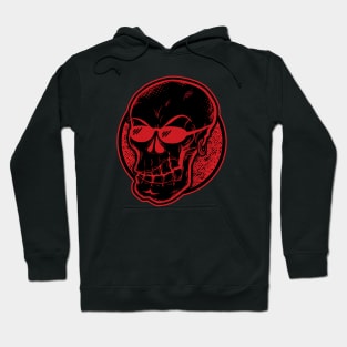 Cool skull with sunglasses (black & red) Hoodie